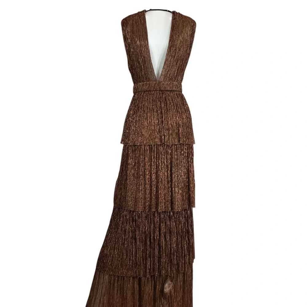 Sabina Musayev Metallic Brown Skylar Gown Size S - Picture 3 of 4